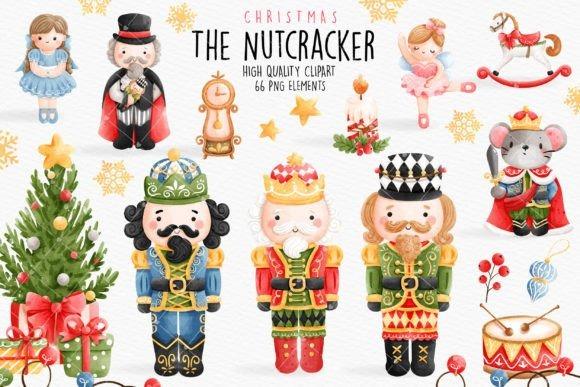 Christmas Nutcracker Clipart set with decorative storybook characters and holiday elements in — Christmas Clipart