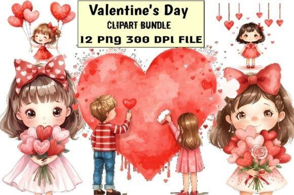 Creative kids clipart bundles featuring children with hearts and Valentine's Day elements in cute, kid-friendly style