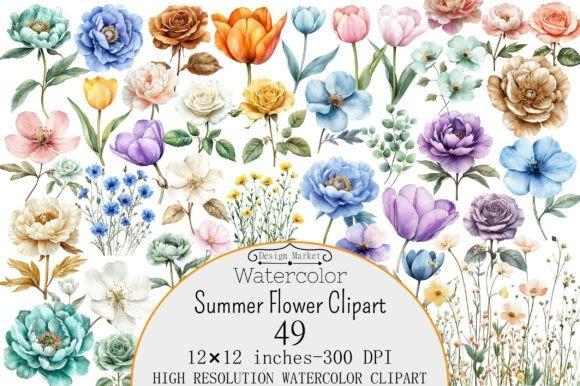 best flower clipart sets for shirts mugs crafts with 49 watercolor summer flowers in transparent PNG format