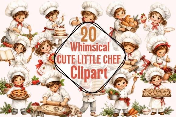 Creative kids clipart bundles featuring whimsical little chef characters in various cooking and baking activities