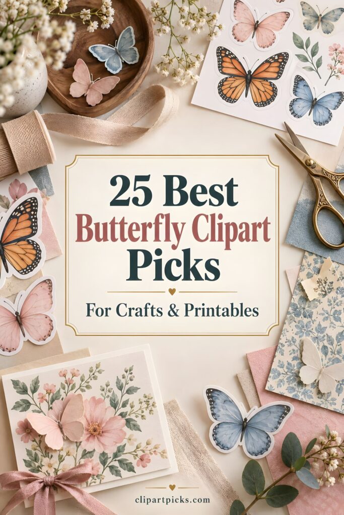 25 best butterfly clipart picks for crafts and printables with various butterfly designs and craft supplies
