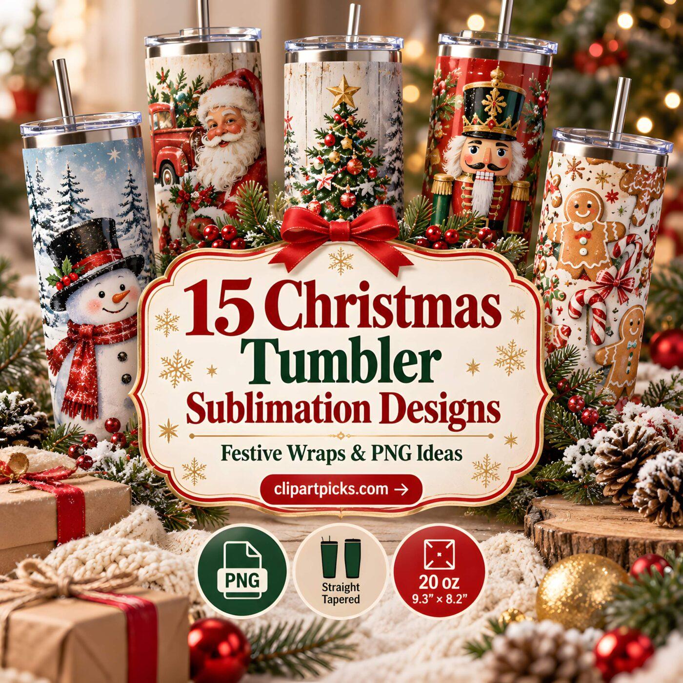 15 Christmas Tumbler Sublimation Designs Festive Wraps & PNG Ideas