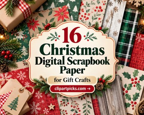 16 Christmas Digital Scrapbook Paper for Gift Crafts