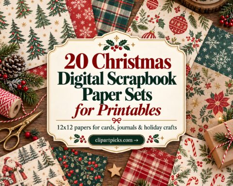 20 Christmas Digital Scrapbook Paper Sets for Printables