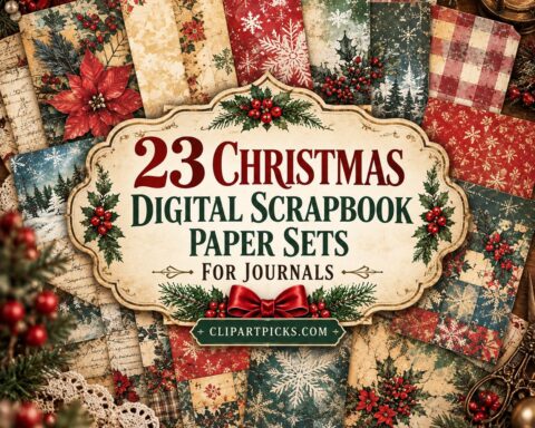 23 Christmas Digital Scrapbook Paper Sets for Journals