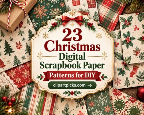 23 Christmas Digital Scrapbook Paper bundle Patterns for DIY