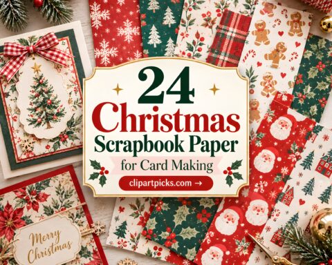 24 Christmas Digital Scrapbook Paper for Card Making