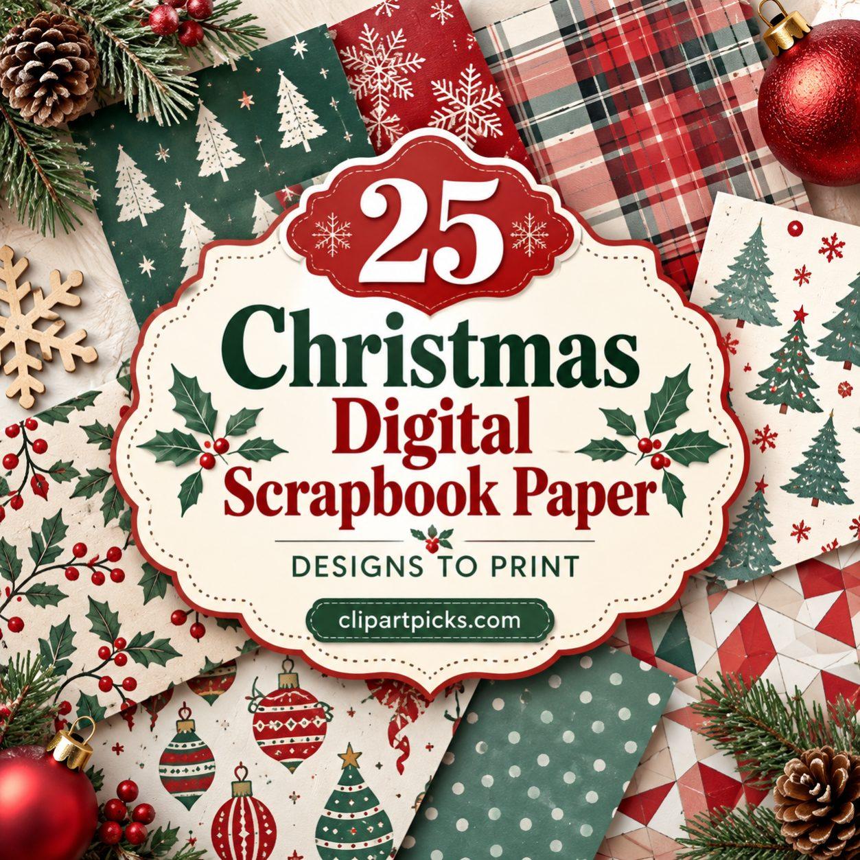 25 Christmas Digital Scrapbook Paper Designs to Print