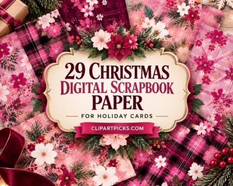 29 Christmas Digital Scrapbook Paper for Holiday Cards