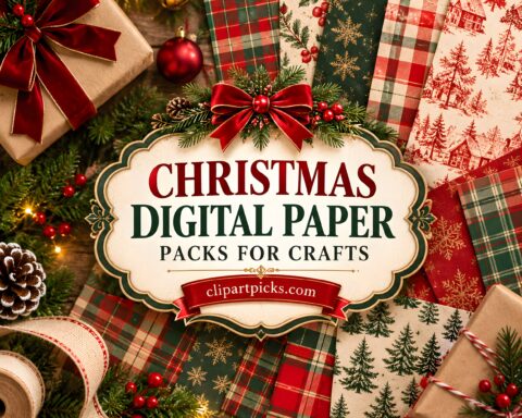 48 Christmas Digital Scrapbook Paper Packs for Crafts
